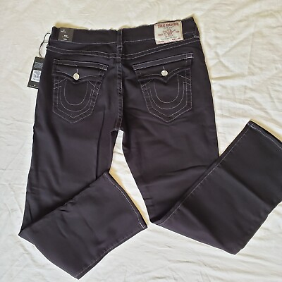 #ad True Religion Ricky Flap relaxed straight mens jeans Body Rinse Black sz 38 x 32 $70.00