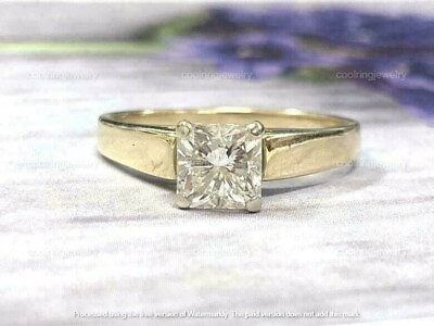 #ad Solitaire Radiant Engagement Ring 14K Yellow Gold Plated 2.3Ct Simulated Diamond $122.07