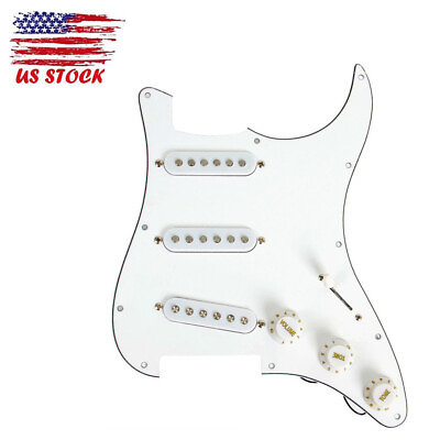 #ad Prewired SSS Guitar Pickguard Pickups for Stratocaster Strat ST Cream White $21.85