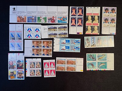 #ad PARTIAL US Stamps 1990 Commemorative Year Set with MNH Plate Blocks $10.00