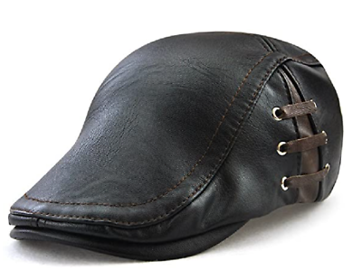 #ad Jamont Men PU Faux Leather Fashion Vintage Visor Cap Beret Newsboy Hat Free SHP $19.99