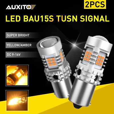 #ad 2x Error Free No Hyper Flash Amber Bau15s 7507 PY21W LED Light Turn Signal Bulbs GBP 19.88