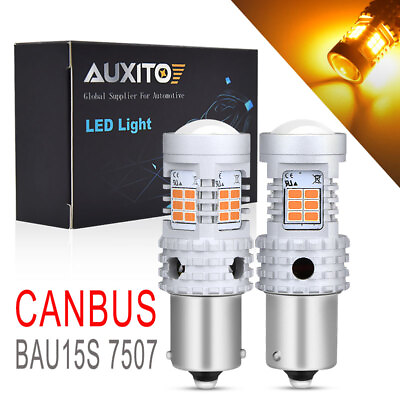 #ad AUXITO PY21W BAU15S Turn Signal Light Canbus Bulbs Amber Yellow Flicker Free 2x $18.99