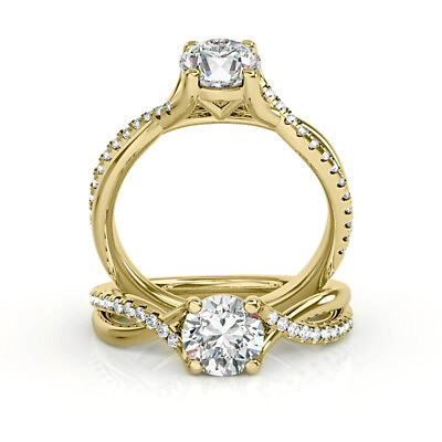 #ad Split Shank Infinity 1.56 Carat VS2 H Round Cut Diamond Engagement Ring Treated $4975.00