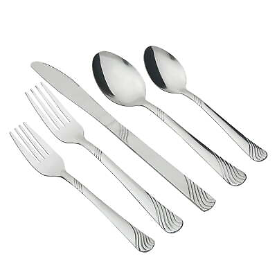 #ad Swirl 49 Piece Stainless Steel Flatware and Organizer Tray Set Service for 8 $11.66