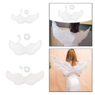 #ad Angel Wing and Halo Set Goose Feather Props with Magical Rod Angel Costume $31.67