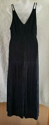 #ad Sienna Sky Ribbed Black Strappy Large Womens Texture Dress $18.01