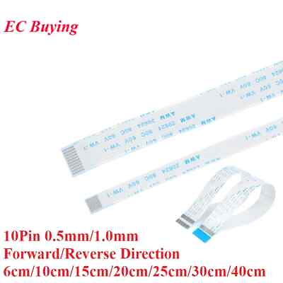 #ad FPC FFC 10Pin Ribbon Cable 0.5 1.0mm Pitch Flexible 6 40cm 5pcs $4.29
