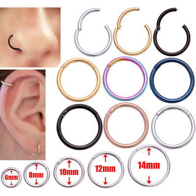 #ad Titanium Seamless Segment Clicker Septum Nose Ring Piercing Hoop Hinged Sleepers $0.99