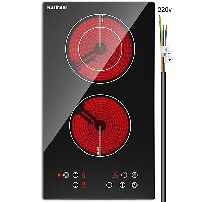 #ad 2 Burner Electric Cooktop 12 Inch Drop in Electric Radiant Cooktop 220v 24... $203.69