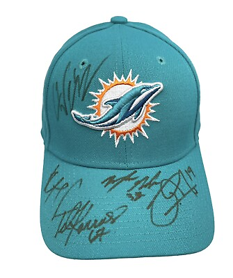 #ad Miami Dolphins New Era 9FORTY NFL Adjustable Strapback Hat Ball Cap Aqua SIGNED $85.50