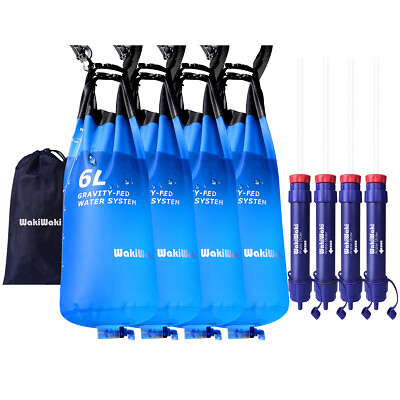 #ad Gravity Water FilterCamping Water Filtration System 6L Water BagEmergency 4pcs $95.99