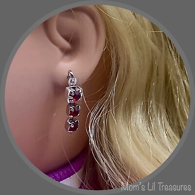 #ad Red Rhinestone Dangle Doll Earrings • 18 Inch Fashion Doll Jewelry $6.00