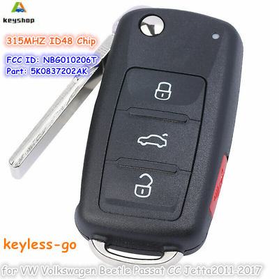 #ad For Volkswagen Beet 4Button PROXIMITY Flip key remote fob NBG010206T 5K0837202AK $49.33