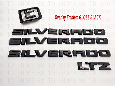 #ad 4pcs 2019 2024 Silverado LTZ Overlay Emblems Nameplate Badges Gloss Black $35.98