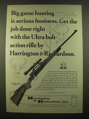 #ad 1966 Harrington amp; Richardson Ultra Bolt Action Model 300 Rifle Ad Big Game $19.99