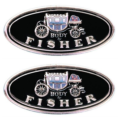 #ad New quot;Body By Fisherquot; Aluminum Door Sill Scuff Step Plate Emblems Decals Pair $8.95