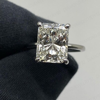 #ad 5.00 CTW Radiant Cut Certified Moissanite Hidden Halo Ring 14k White Gold Plated $179.99