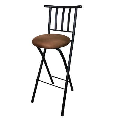 #ad Mainstays Indoor Metal Folding Stool with Slat Back and Microfiber Seat $39.92