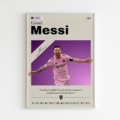 #ad Lionel Messi poster Inter Miami print fan gift Football print Messi Wall art $76.41