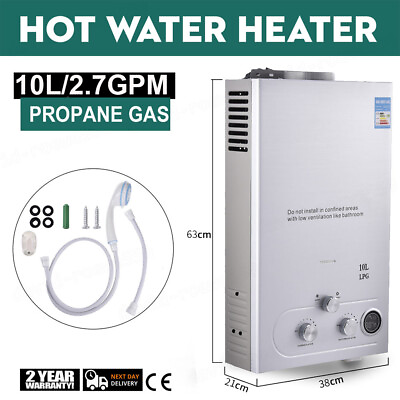 #ad 10L LPG Tankless Gas Water Heater Propane Instant Boiler Outdoor Camping Shower $95.99