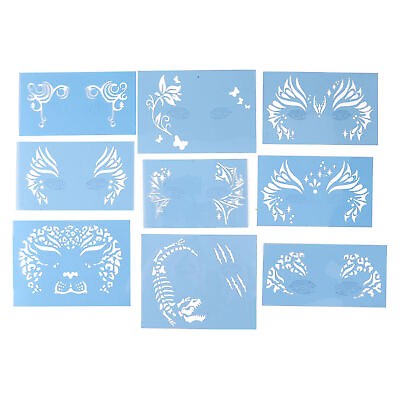 #ad 9pcs Face Painting Stencil Paint Template Stencils Template For Party $10.07