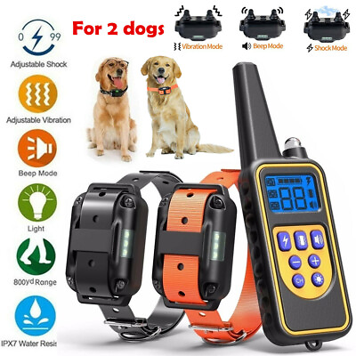 #ad 2 Collar Set 2600 FT Remote Dog Shock Training Rechargeable Waterproof LCD Pet $33.72