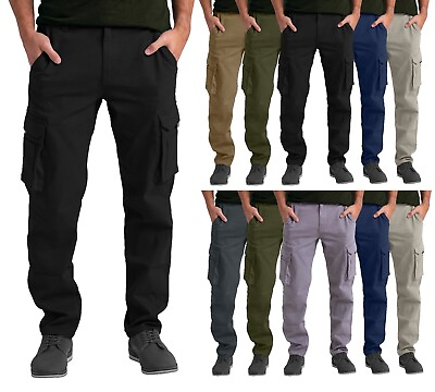#ad Mens Cargo Stretch Pants Classic Fit Straight Leg Outdoor Work Regular Fit Pants $27.99