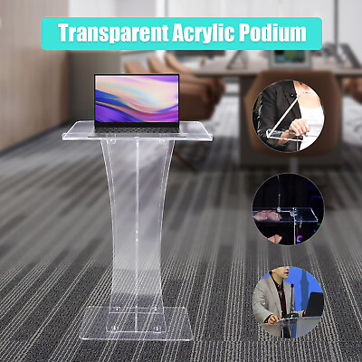 #ad Free standing Clear Church Acrylic Podium Presentation With Wide Reading Surface $188.10