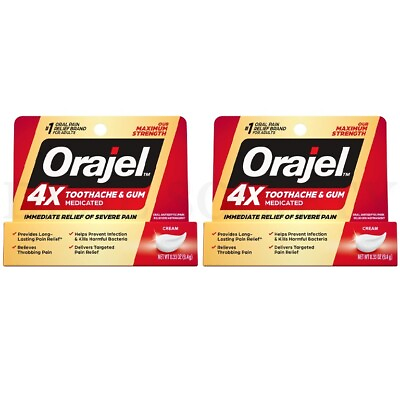 #ad Orajel 4X for Toothache amp; Gum Pain Severe Cream Tube 0.33oz Lot of 2 $13.99