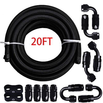 Fuel Line Kit Braided Nylon Stainless Fuel Hose 6AN 8AN 10AN CPE 20FT Black $54.99