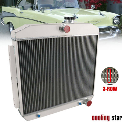 #ad 3 Row Core Aluminum Radiator For 1955 1956 1957 Chevy Bel Air Nomad 150 210 V8 $124.95
