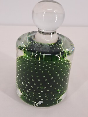 #ad Controlled Bubbles in Glass Paperweight Bulb Handle Green $29.94
