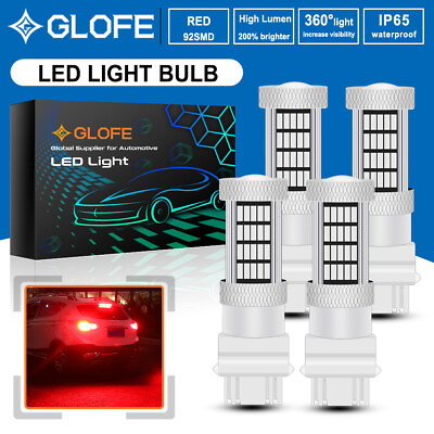 #ad GLOFE 3156 3157 LED Break Tail Light Stop Signal Bulbs RED Light 4PC High Power $23.11