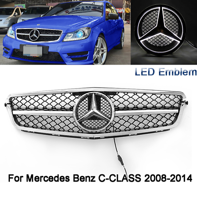#ad For Mercedes Benz W204 C300 C350 2008 2014 Chrome AMG Grille Grill W LED Emblem $72.94