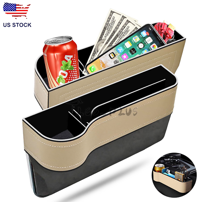 #ad 2x Car Seat Gap PU Leather Catch Catcher Box Caddy Slit Pocket Storage Organizer $13.95
