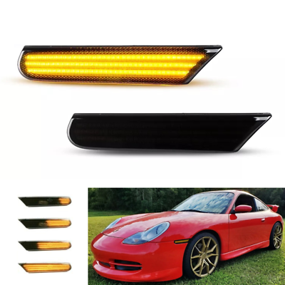 #ad For 98 04 Porsche Boxster 986 911 996 Sequential Smoked LED Side Marker Lights $48.75