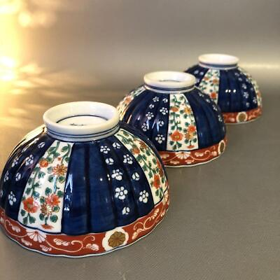 #ad N326 Arita Ware Imari Kouraku Kiln Gold Color Flower Pattern Colored Rice Bowl 3 $39.12