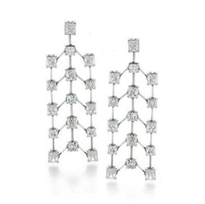 #ad Radiant Princess Lab Created Moissanite Cocktail Drop Earring White Gold Plated $299.99