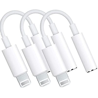 #ad 3 Pack Lightning to 3.5mm Headphone Jack Adapter MFi Certified Connector Aux... $21.96