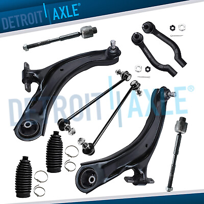#ad 10pc Front Lower Control Arms Kits Tie Rods Sway Bar for 2008 2013 Nissan Rogue $97.80
