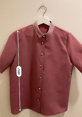 #ad Stylish Rose Red Woman#x27;s blouse with Elegant Pearl Buttons And Eusha Turn Collar $24.00