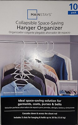 #ad MAINSTAYS Space Saver Hanger Organizer 10pk $8.00