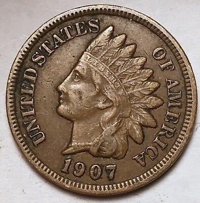 #ad 1907 FULL LIBERTY Indian Head Cent Penny SHARP COIN $8.99