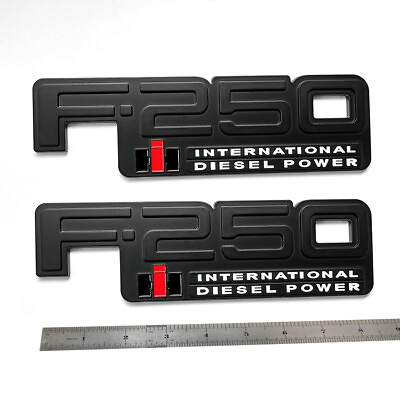 #ad 2x OEM F 250 International Emblem Diesel Power Badge 3D F fits F250 Black White $26.20