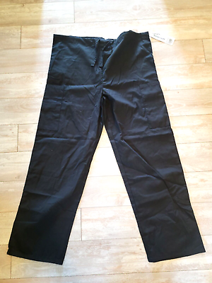 #ad Uniform Advantage Adult Unisex Size A Black Pocket Drawstring Scrub Pants NWT $28.99