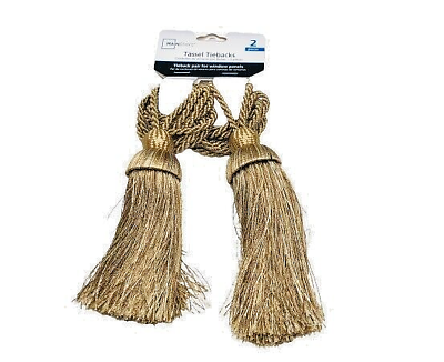 #ad Mainstays Gold Victorian Glam Rope Tassel Curtain Tie Back 2 Pack New $16.50
