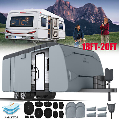 #ad For 18#x27; 20#x27;FT Camper 7 Layer Non Woven Fabric Travel Trailer RV Cover Waterproof $183.20