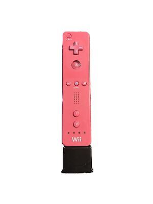 #ad Pink Nintendo Wii Controller Official Remote Control W Black Motion Attachment $16.95