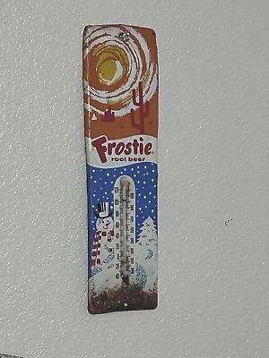 #ad Vintage Frostie Root Beer Soda Metal Thermometer 4 Seasons Favorite Works $199.99